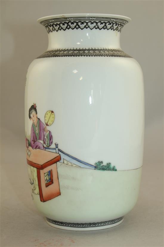 A Chinese famille rose lantern shaped vase, 20th century, 19.5cm.